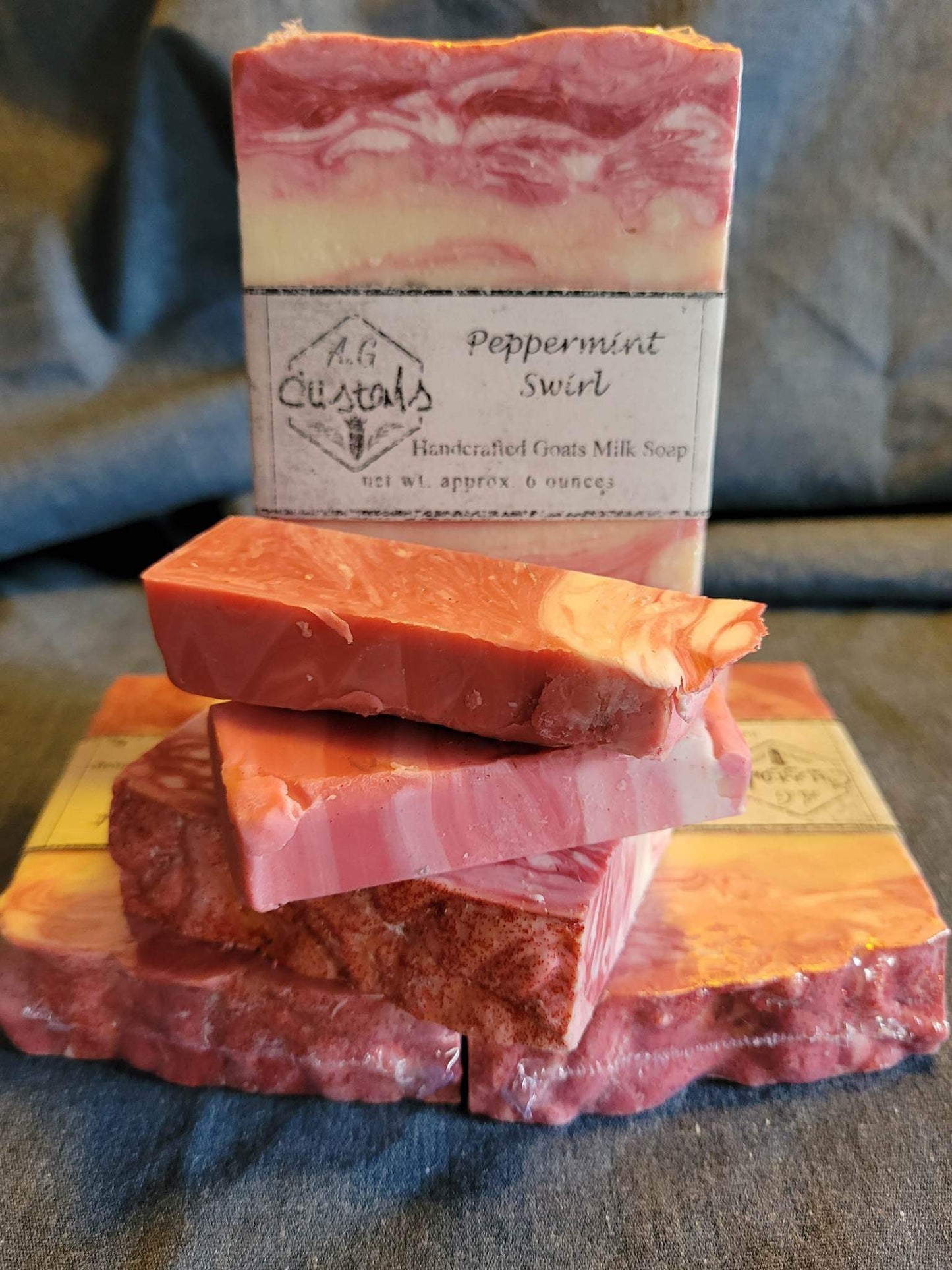Peppermint swirl Handcrafted Goat Milk soap