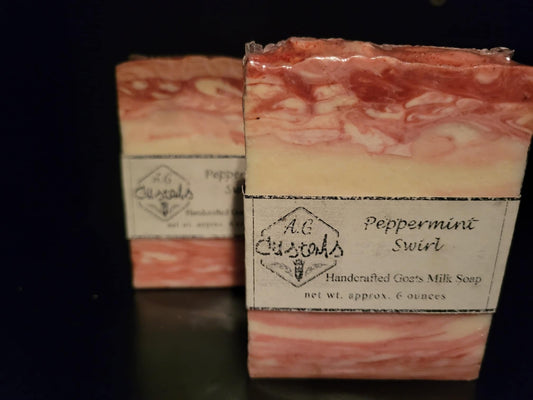 Peppermint swirl Handcrafted Goat Milk soap