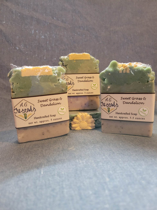 Sweet grass and Dandelion Handcrafted soap ( Vegan)